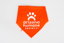 Load image into Gallery viewer, Orange Arizona Humane Society bandana with white logo
